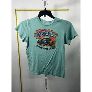 Chris Stapleton Outlaw State of Mind Graphic T-Shirt Teal Green Short Sleeve‎ XS